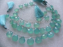 Aqua Blue Chalsydony Faceted Heart Shape Beads